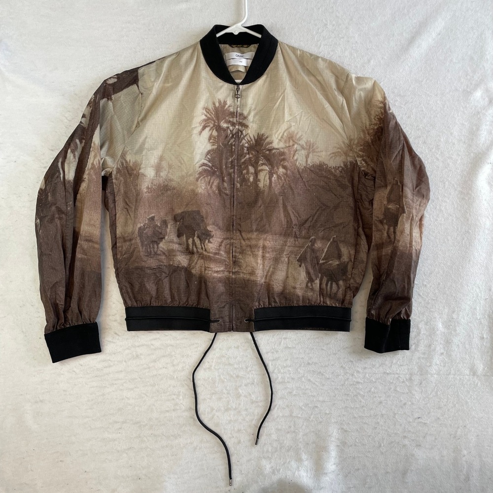 OAMC Bomber Jacket Mens Large‎ Brown Desert Scene Print Ripstop Made in Italy
